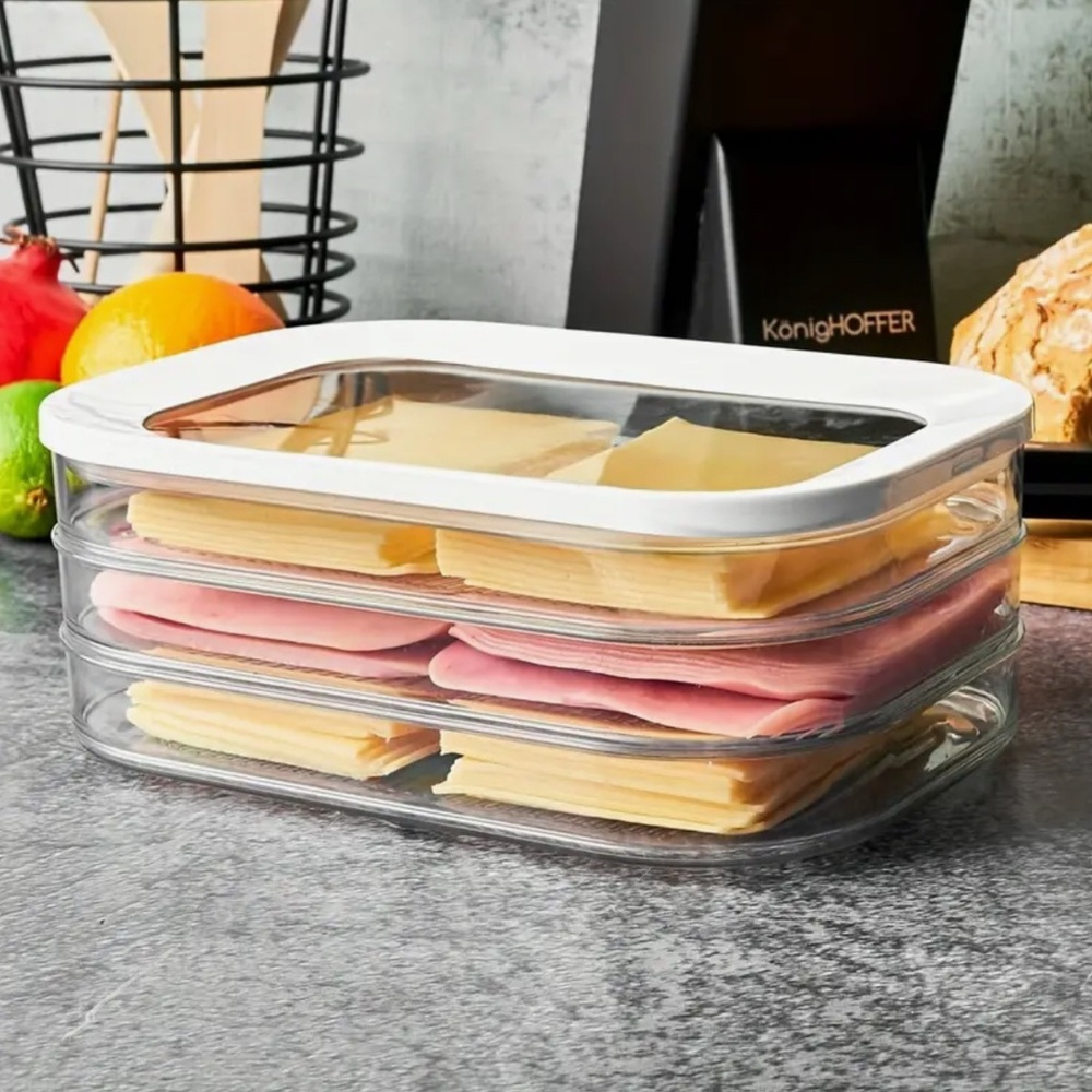 Refrigerator Food 3 Layer Deli meat and cheese containers Set Of 6 Pieces Set